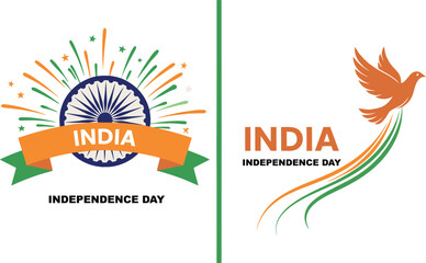Obraz premium India independence day celebration fireworks ashoka chakra and a majestic bird