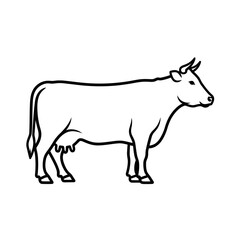 Fototapeta premium Simple outline of a cow standing in profile, showcasing its form and features.