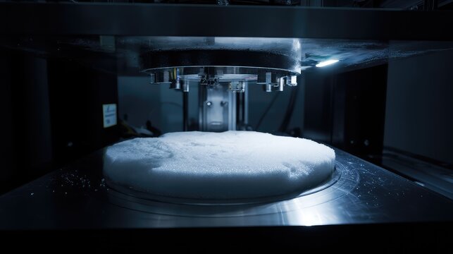 Ice core sample analysis in scientific laboratory researching climate