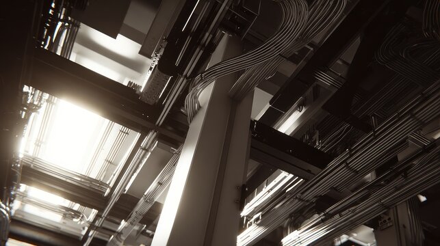 Digital infrastructure network with glowing data lines