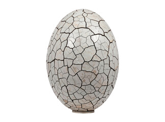 Fototapeta premium A cracked white vase sits on top of a table, with a simple and elegant background