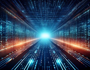 Fototapeta premium digital data flowing through a virtual matrix tunnel