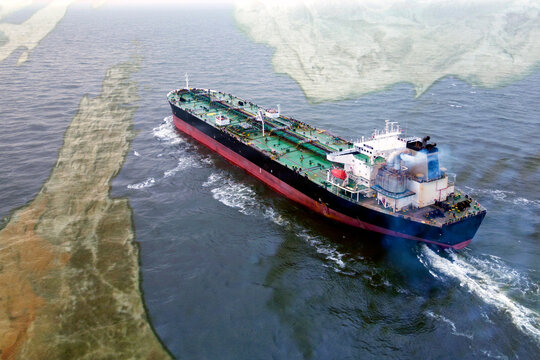 Oil tanker navigating the Strait of Hormuz 