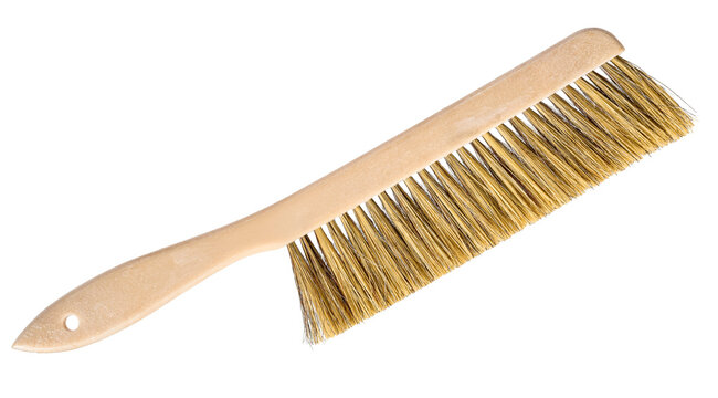 Wooden hand brush with dense natural bristles isolated on a transparent background. Versatile cleaning tool suitable for household  or workshop use
