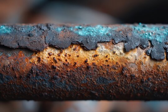 Textured rust on a corroded metal pipe