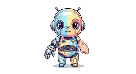 Fototapeta premium Illustration of a cute cyborg on a white background