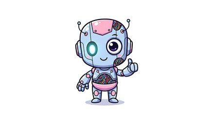 Naklejka premium Illustration of a cute cyborg on a white background