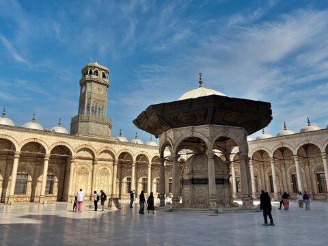 A view of the historic Muhammad Ali Pasha Mosque in Cairo, Egypt. This mosque was built in the 19th century.