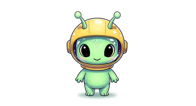 Illustration of a cute alien on a white background