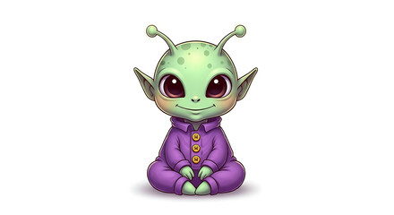 Fototapeta premium Illustration of a cute alien on a white background