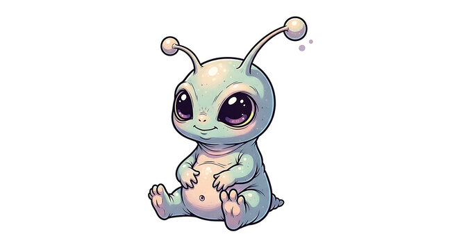 Illustration of a cute alien on a white background