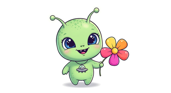 Illustration of a cute alien on a white background