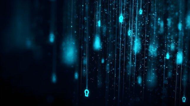 Abstract Data Encryption Background with Secure Digital Network, Copy Space. Concept: Cyber Security, Data Encryption, Digital Protection, Network Security, Cloud Computing, Technology Backgrounds.