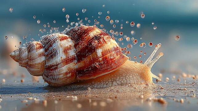 Beach seashell macro in damp seaside sand illustration