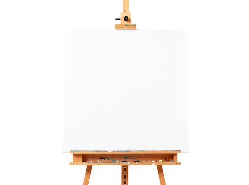 A wooden easel stands alone with a blank canvas waiting for creative expression