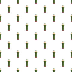 Obraz premium Repeated soldiers in green uniforms creating a seamless military pattern