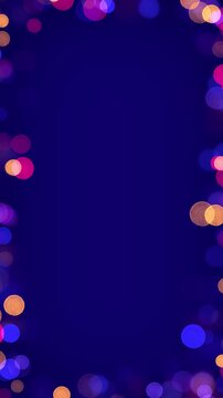 abstract bokeh city lights border frame colorful motion background ,glowing defocus glowing blur bright colors, blank template vertical social media design element