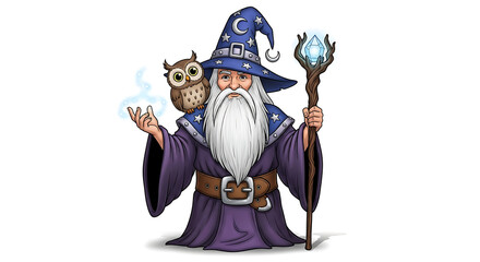 Fototapeta premium Illustration of a wizard on a white background