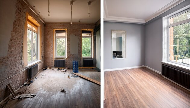 room renovation before and after interior demolition and modern finish