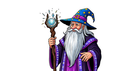 Obraz premium Illustration of a wizard on a white background 