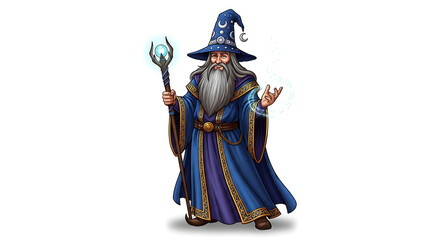 Obraz premium Illustration of a wizard on a white background 