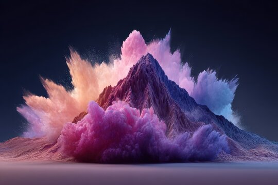 Surreal powder mountain explosion