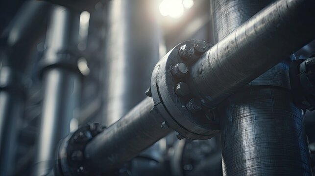 Industrial pipes and flanges forming complex connections