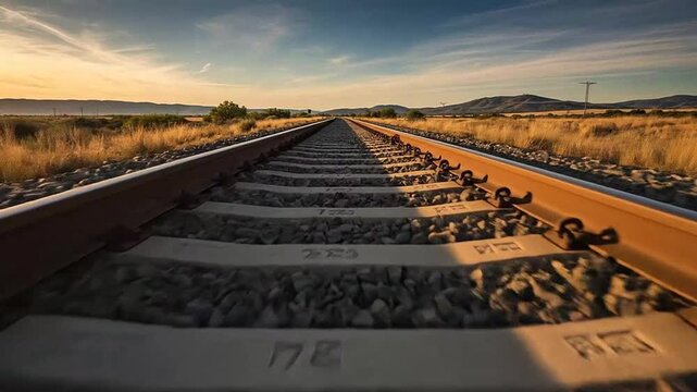 Railway tracks stretching into the distance.