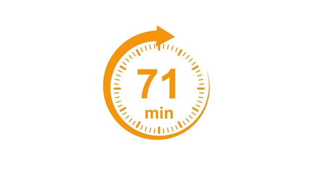 Clock Face Timer - The 71 minutes, stopwatch icon. Stopwatch icon in flat style. white and green background 4k video timer 71 minutes countdown icon. Time measure. The chronometer icon. animation