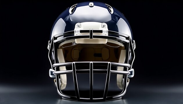 a high resolution photograph of a modern football helmet with a visor detailed and sleek front facing view