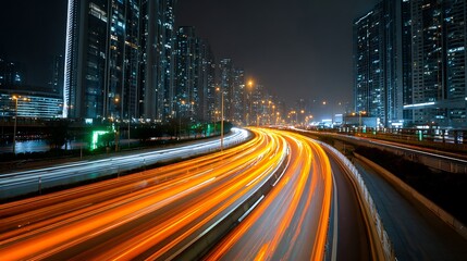 Naklejka premium City Night Light Trails / 都市の夜の光の筋