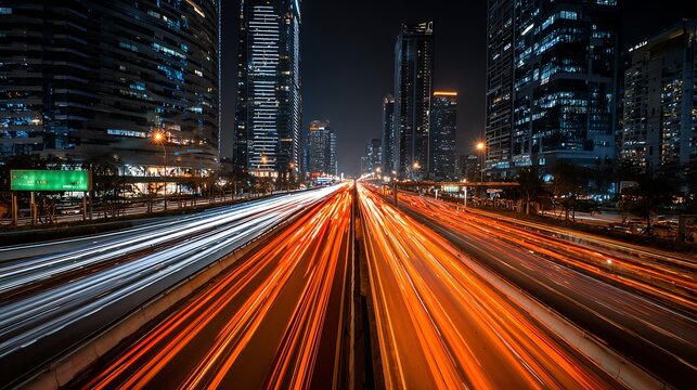 Night City Traffic Light Trails / 夜の都市の交通光の筋