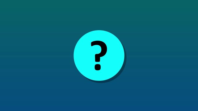 Cyan circle transforms into question mark on transparent screen background Motion graphic of concept. circle animation 4k video