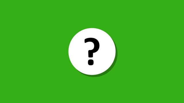 White circle transforms into question mark on green screen background Motion graphic of concept. circle animation 4k video