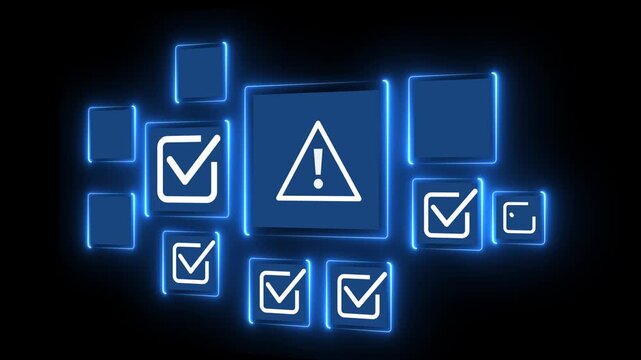 Error warning concept on the black background. Warning system for notification error and maintenance. Motion graphics of Incident, risk, contingency management. 4k video animation.