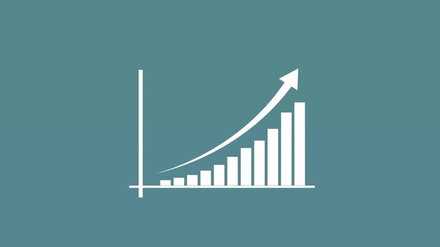 Business growth concept in graph chart showing marketing sales profit increasing to future target. business graph success animation arrow on transparent background. animation 4k video
