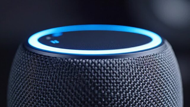 Alexa smart speaker voice assistant with glowing blue light ring