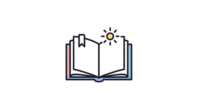 Open book with sun shining.