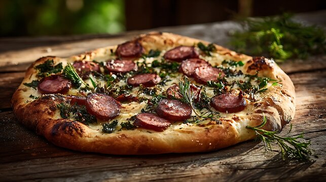 Freshly Baked Gourmet Pizza / 焼きたてのグルメピザ