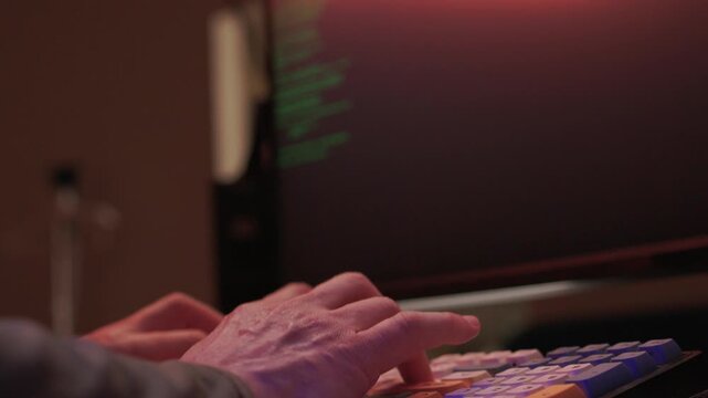 Solo software engineer working through technical issues late at night. Dedicated coder in dim lighting diagnosing problems on open computer case with intense concentration
