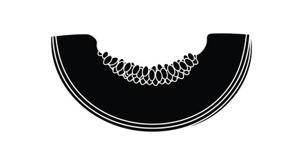 A striking black silhouette of a watermelon slice with seeds © mst