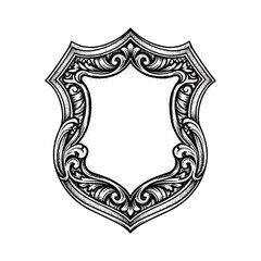 Obraz premium Ornate Shield Frame Illustration Design.