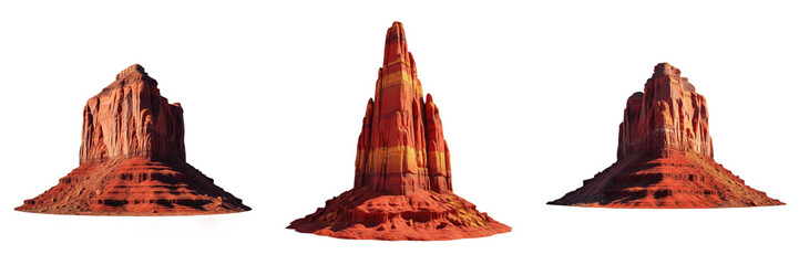 Tall Desert Rock Spire Isolated on White Background for Western Adventure Landscape and Nature Tourism Concept © JFK KOO!
