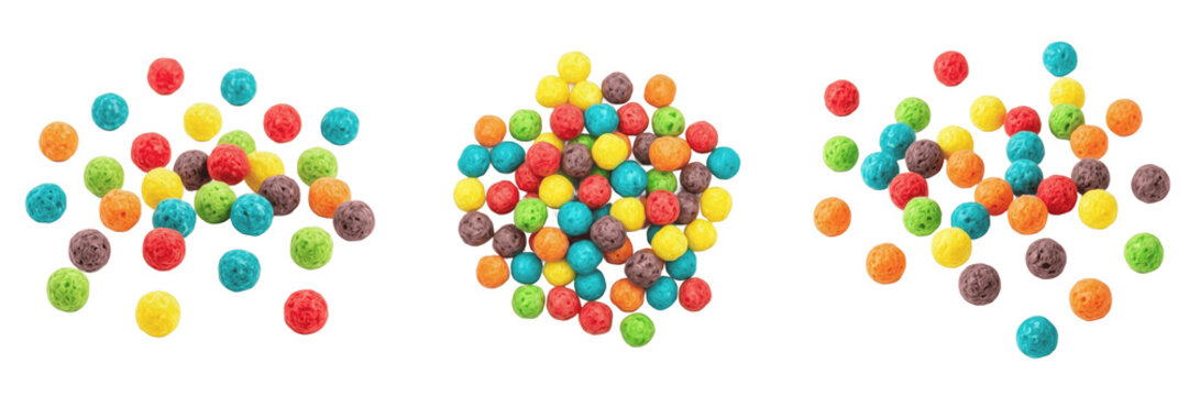 Pile of Colorful Chocolate Candy Beans Isolated on White Background Sweet Sugar Snack Dessert Treat Realistic 3D Render High Resolution Transparent PNG Graphic Design Element Image Set