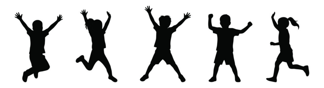 siluet icon children playing	