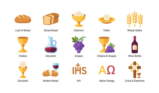 Eucharist and communion symbols displayed in icon grid