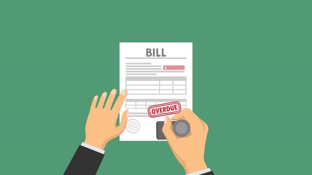 bill overdue video animation flat concept