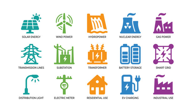 Energy icons displayed in a grid on white background