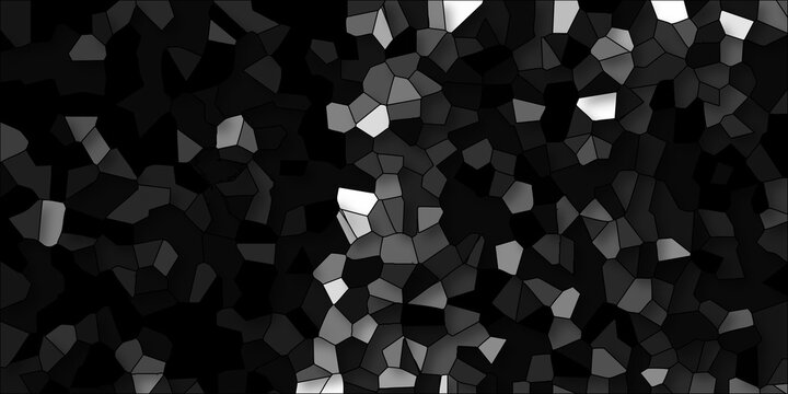 Abstract geometric mosaic pattern with dark grayscale tones and bright white highlights creating a textured background for design