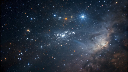 Obraz premium Stars and nebula in deep space with bright shining light